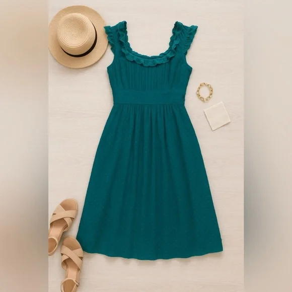 Anthropologie Moulinette Soeurs “Behind the Clouds” Swiss Dot Ruffle Dress 4 - Picture 10 of 10